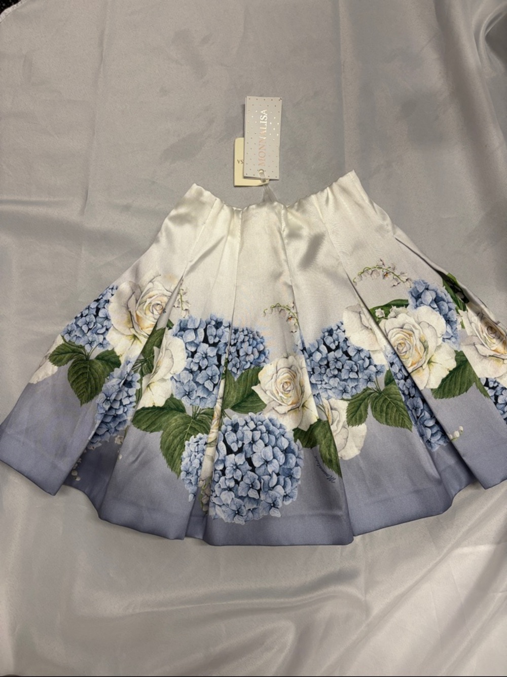 MonnaLisa White and Blue Floral Full Circle Skirt